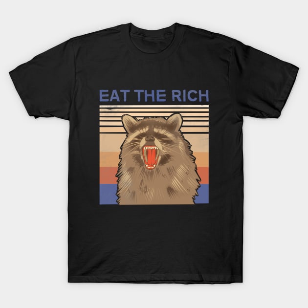 eat the rich distressed retro vintage funny raccoon T-Shirt by acatalepsys 